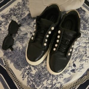 Alex Marie Black Sneakers with Pearl Details